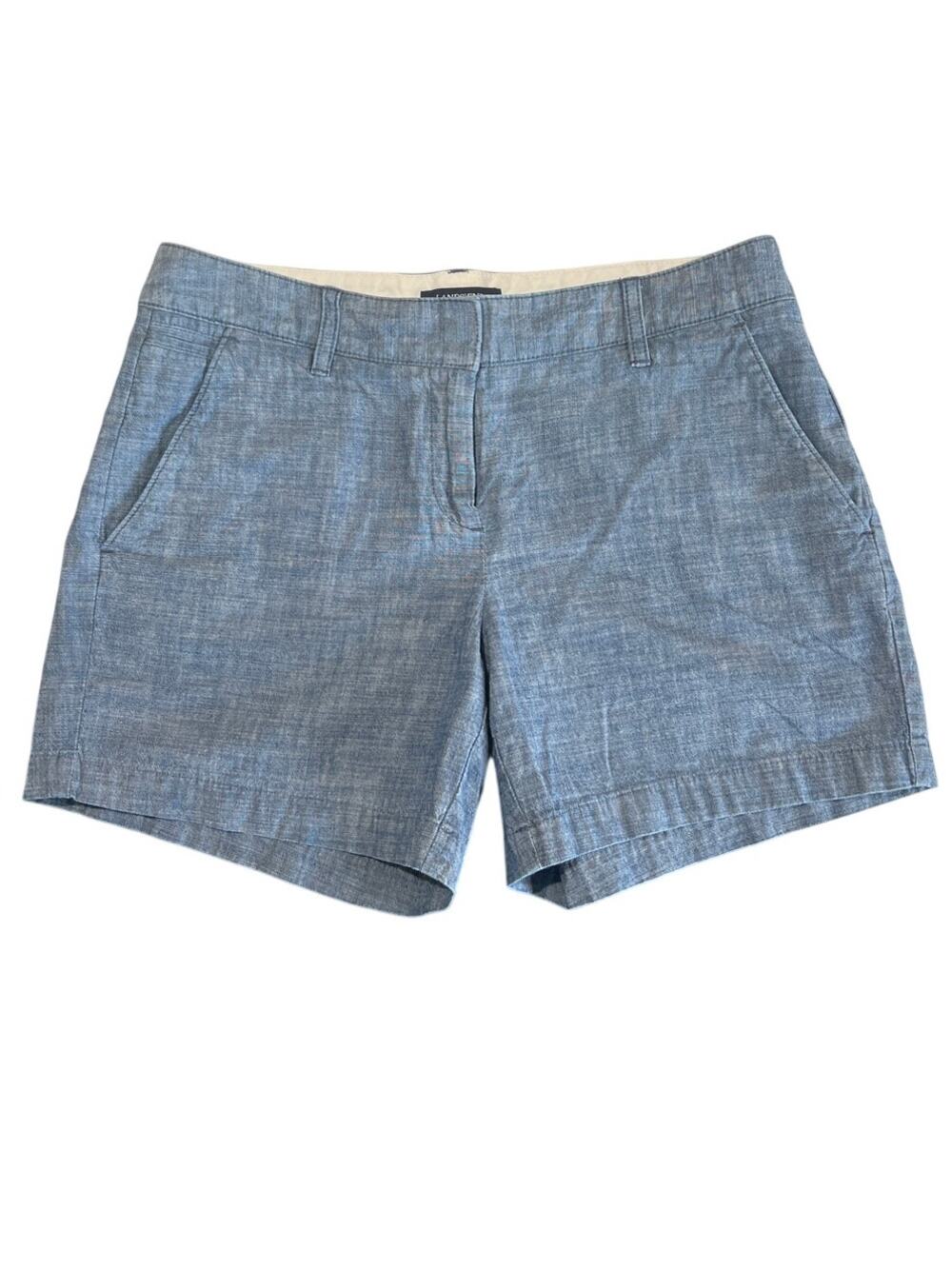 Lands' End Soft Chambray Not Too Low Rise Shorts Women's Size 4 Inseam 5in Prep